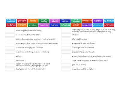 Sport vocabulary for the test
