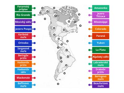 Slepá mapa vodstvo Amerika