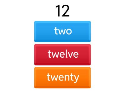 RM A1 test2 ex6 	Choose the correct words for the numbers or the correct numbers for the words.
