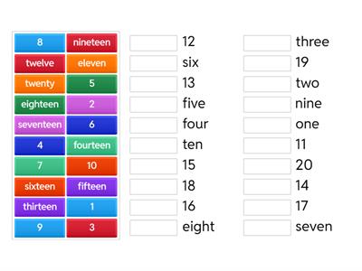 Number matching (1-20)