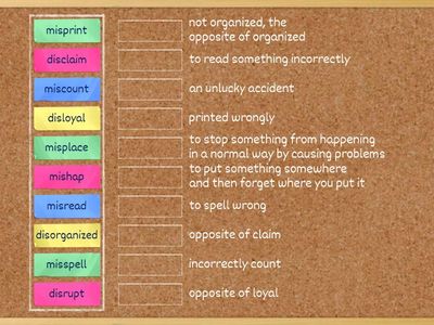 Prefix Dis & Mis match up Review Game