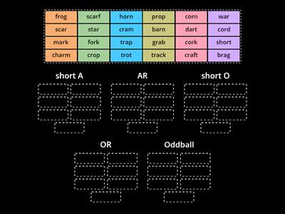 Green - sort 26 - Short Vowels A and O (AR, OR)