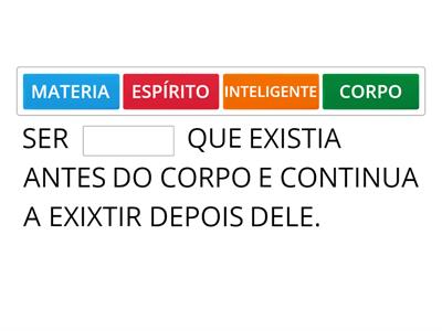 ESPÍRITO, PERISPIRITO ,CORPO