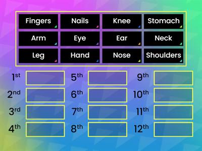 alphabetical order 2 body parts