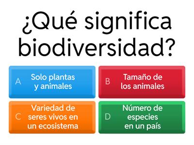 Evaluación de Opción Múltiple: La biodiversidad y la extinción de especies (Reconocimiento) 