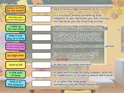 Match up - Vocabulary - Talking about time - Advanced level 