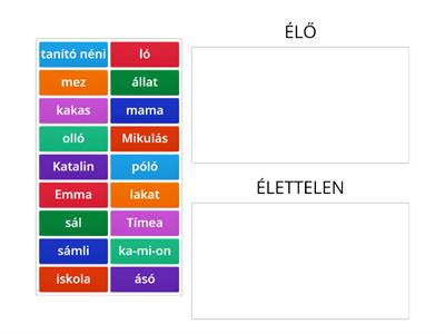 Élő-élettelen 1.o 