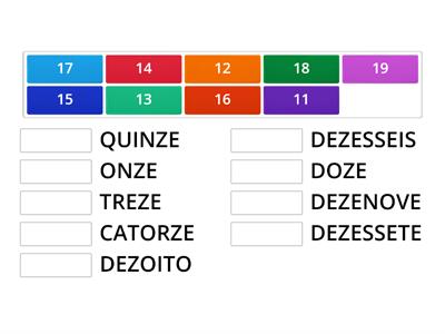 Combinando Números: 11 a 19