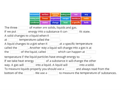 Y7 2.2 Lesson Summary - Changes in State and Measuring Volume/Temp