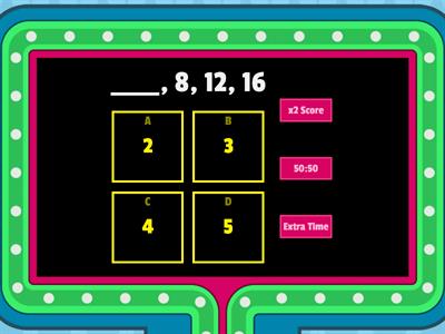 Skip Count by 4's - Find the missing number