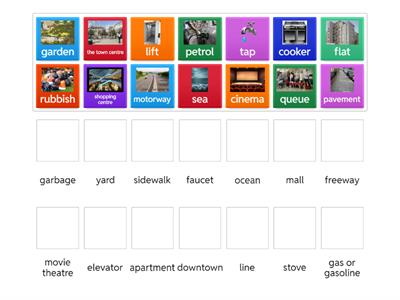 Match the words in British English with their American equilvants.