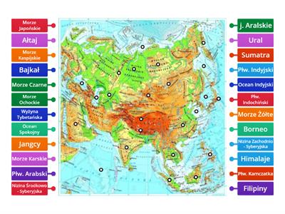 Azja mapa fizyczna