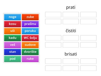 Podelite reči u kolone. 