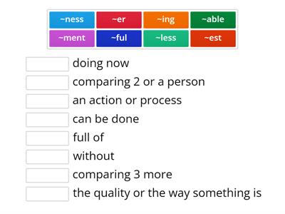 Suffixe Meaning Match