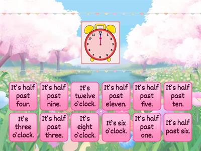 Find the match Telling the time (:00,:30) #my_teaching_stuff