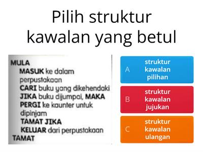 Membezakan struktur kawalan jujukan, pilihan dan ulangan melalui algoritma dengan kaedah pseudokod dan carta alir