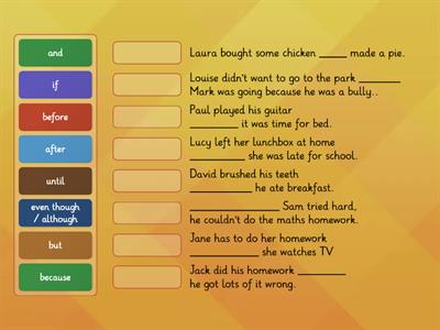 Subordinating Conjunctions match up game