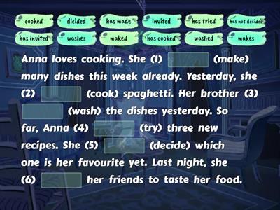 present perfect tense-gap filling