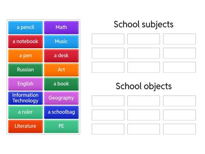 School subjects and objects