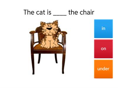 Prepositions on in under.