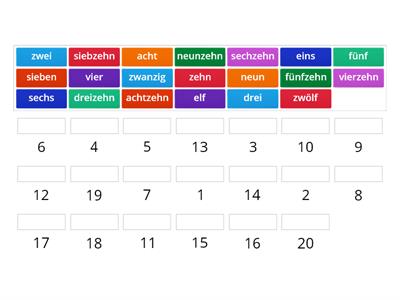 Zahlen von 1 bis 20