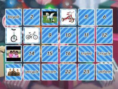 Lesson 127 prefixes uni-, bi-, and tri- Santa Game