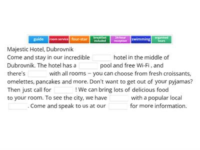 Roadmap A2+ unit 3B Vocabulary, Hotels and places to stay