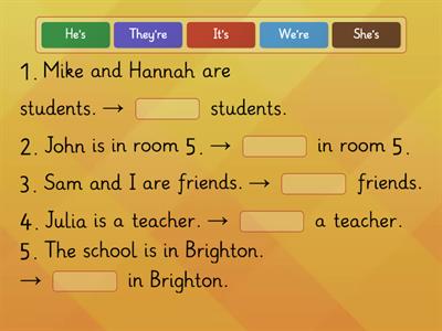 Subject pronoun + verb to be