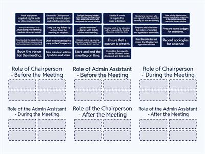 Meetings - Role of Chairperson and Admin Assistant