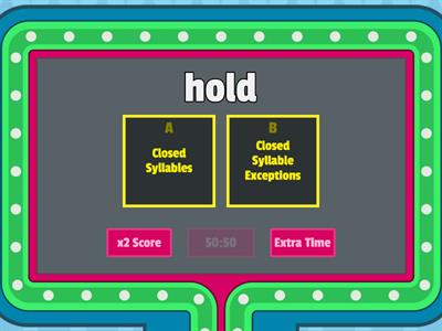 Closed Syllable Exceptions Game