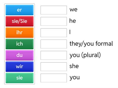 German Pronouns Matching