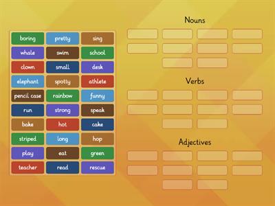 Nouns, Verbs and Adjectives