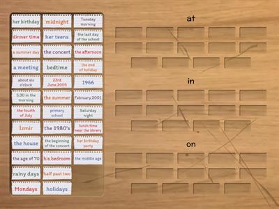 Prepositions of place and time