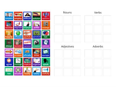 Nouns, Verbs, Adjectives, Adverbs