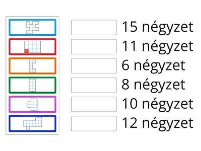 Hány négyzetet fednek le az alakzatok? (terület) 