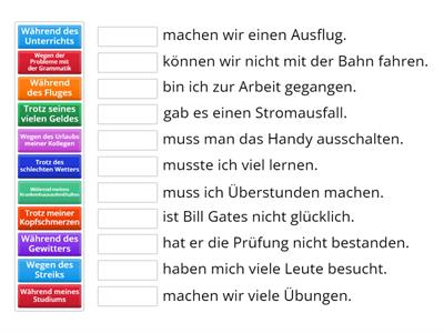 Präpositionen mit Genitiv (trotz, wegen, während)