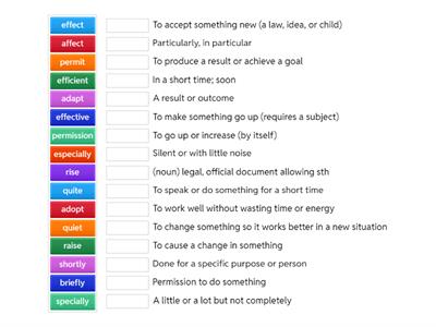 Easily Confused words ESL - Matching
