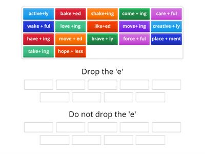 Drop the e when adding a vowel suffix sort