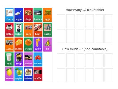 Sort Count and Non-Count Nouns