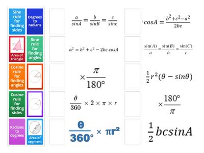 Math formulae for trig year 12