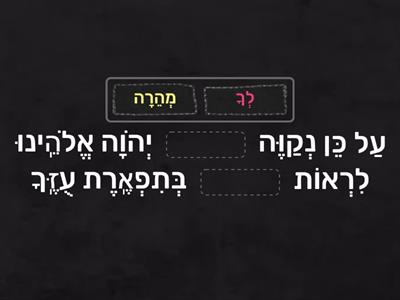 עָלֵֽינוּ לְשַׁבֵּֽחַ -על כן נקוה לך