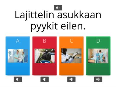 Hoitotyön verbejä lauseissa S2 imperfekti