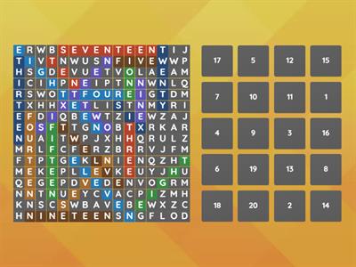 Numbers 1-20 - word search