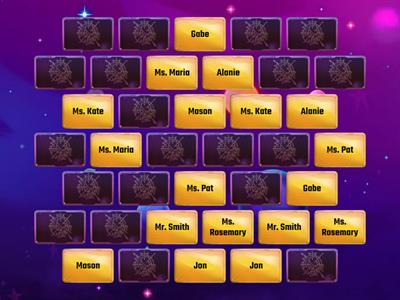 Matching Game: A6 Names