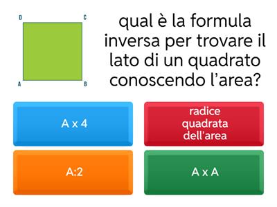 QUIZ GEOMETRIA FORMULE INVERSE AREE POLIGONI