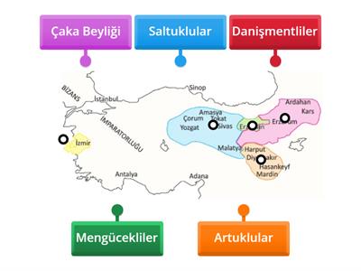 Anadolu’da Kurulan İlk Türk Beylikleri HARİTA