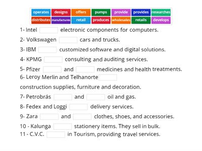 Verbs to describe what companies do