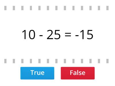 Negative numbers; true or False