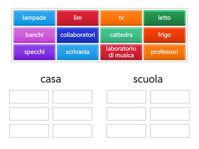 oggetti di casa e di scuola