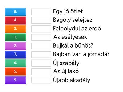 Tedd sorrendbe a fejezetcímeket!